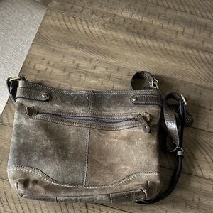 Vintage Brown Suede Crossbody Bag